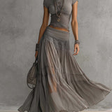 Amber - Lace Pleated Maxi Set