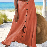 Long Semi-Transparent Skirt with Opening