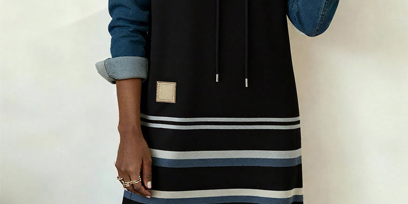 Camila | Striped Hooded Dress with Colour Mix