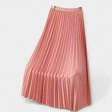 Pleated Satin Maxi Skirt