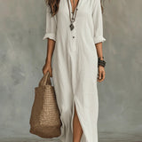 Carmen | Loose Black Maxi Dress with Buttons