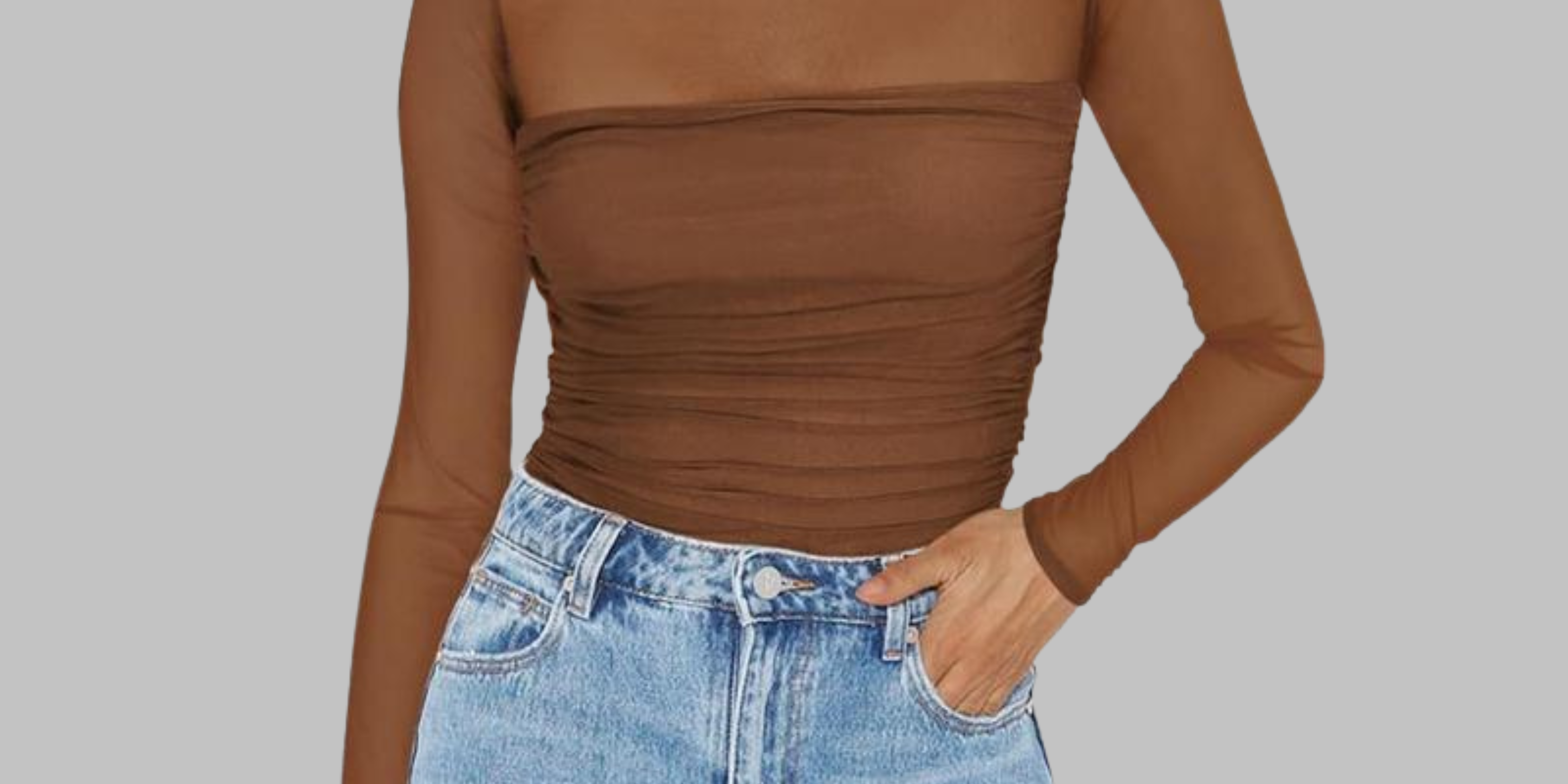 Vega - Chic Sheer Mesh See-Through Long Sleeve Top
