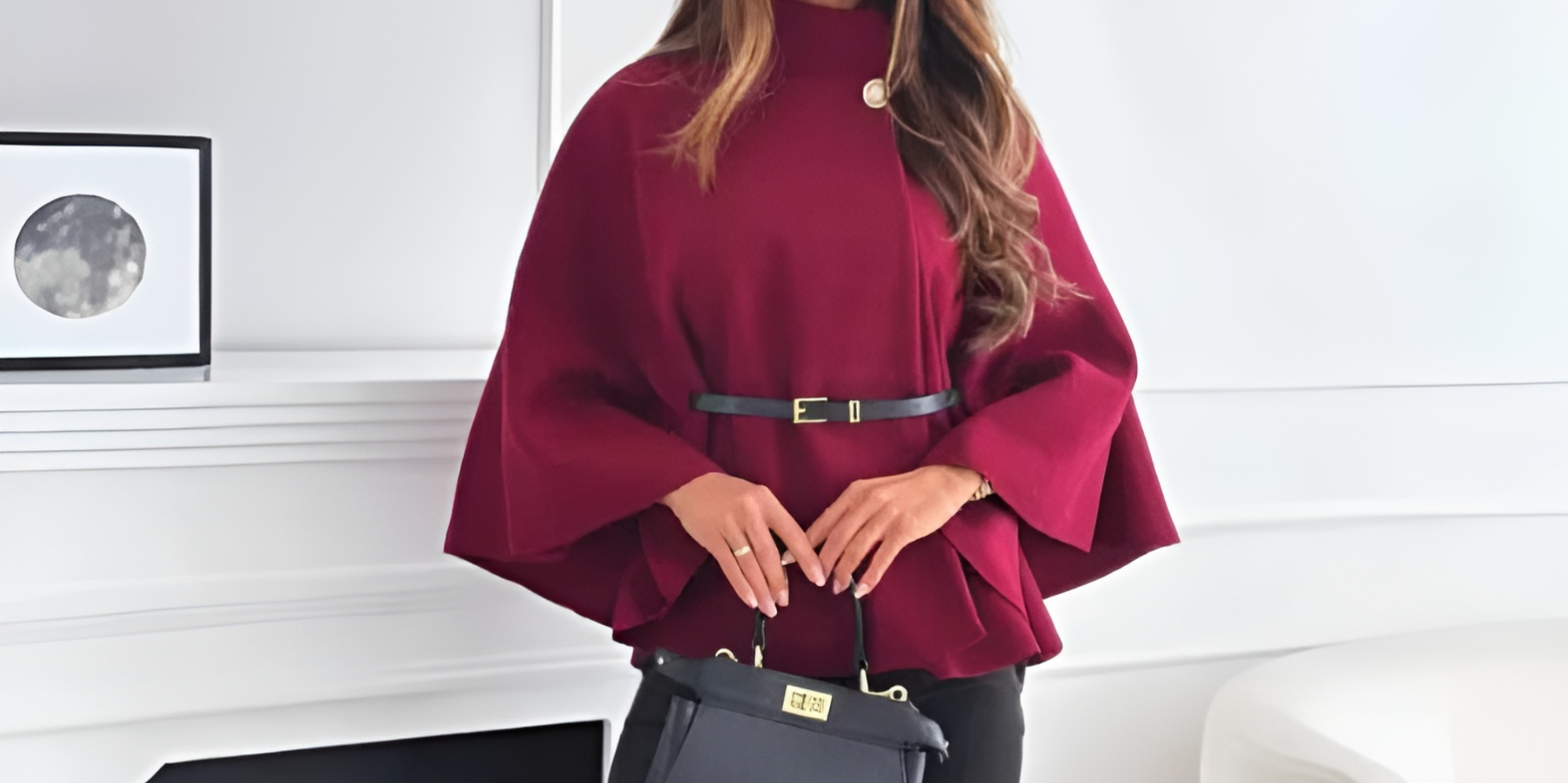 FENITH™ - Classy High Neck Belted Cape Top