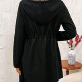 Reversible Hooded Coat with Leopard Print