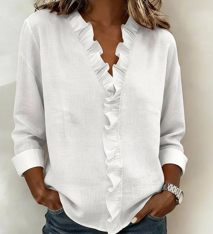 Delilah - Ruffled V-Neck Blouse