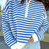 Celia | Striped Zipper Sweater