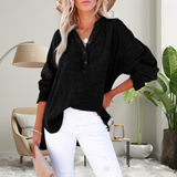 BRYLIN™ - Casual Button V-Neck Long Sleeve Oversized Blouse