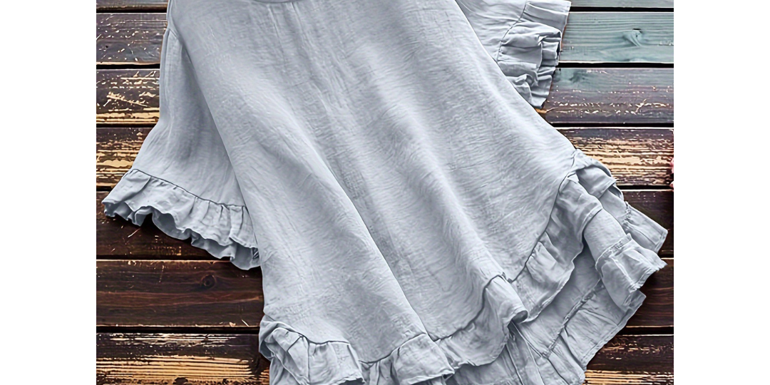 EVITA™ - Simple Plus Size Ruffle Hem Summer Blouse
