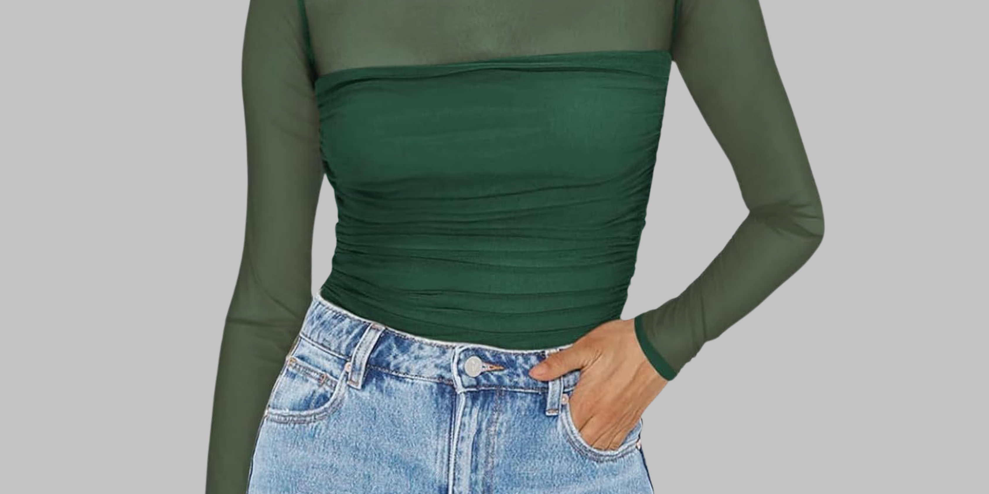 Vega - Chic Sheer Mesh See-Through Long Sleeve Top