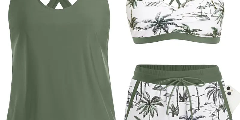 HONORIA | SPORTY THREE-PIECE TANKINI SET WITH POCKETS