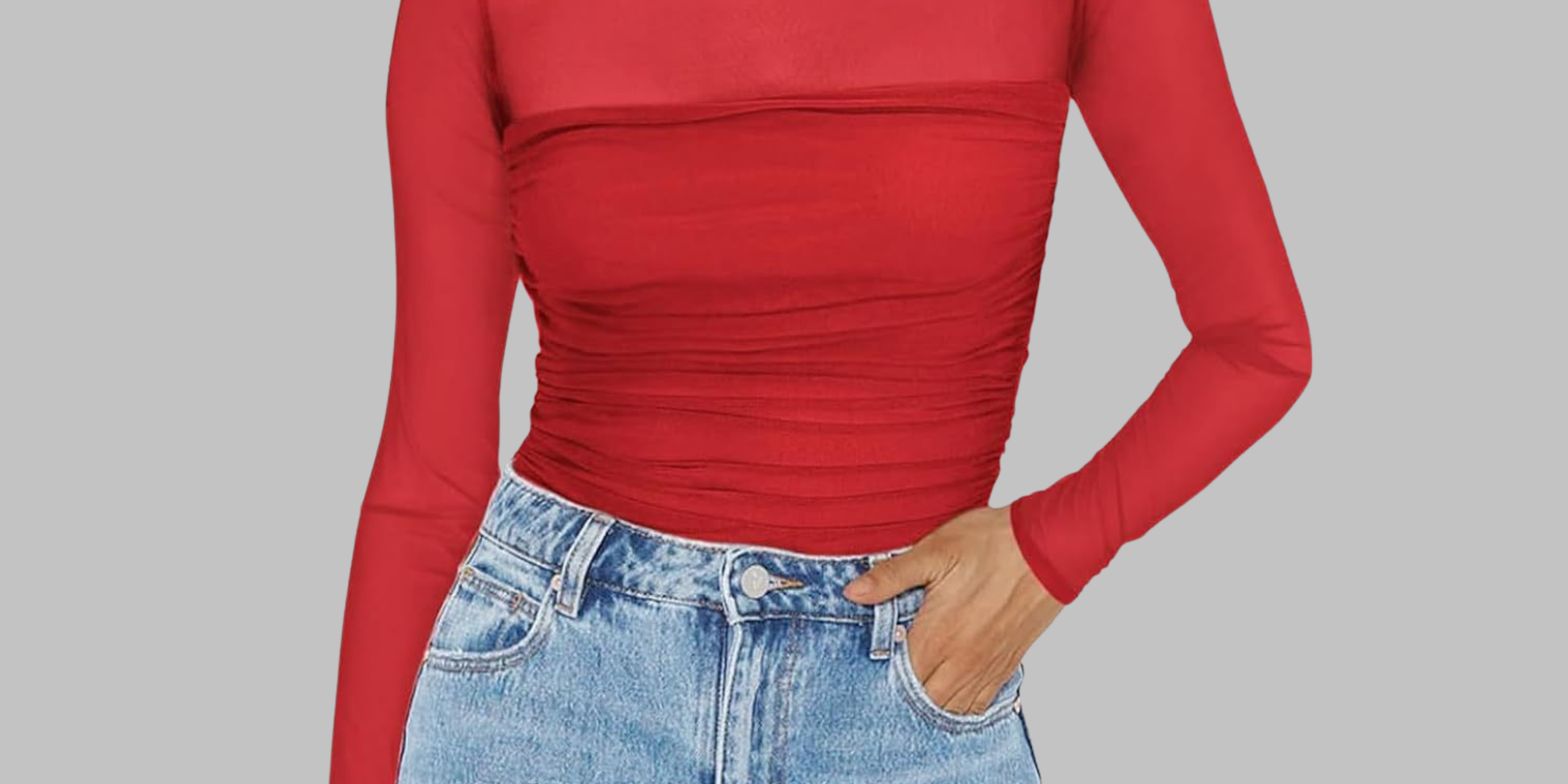 Vega - Chic Sheer Mesh See-Through Long Sleeve Top