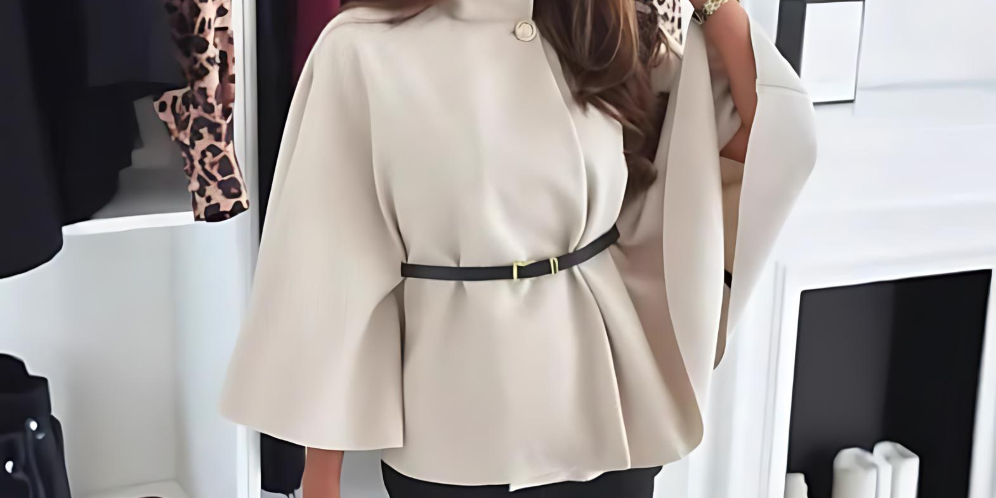 FENITH™ - Classy High Neck Belted Cape Top