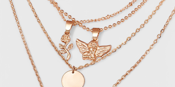 Rose and Angel Necklace