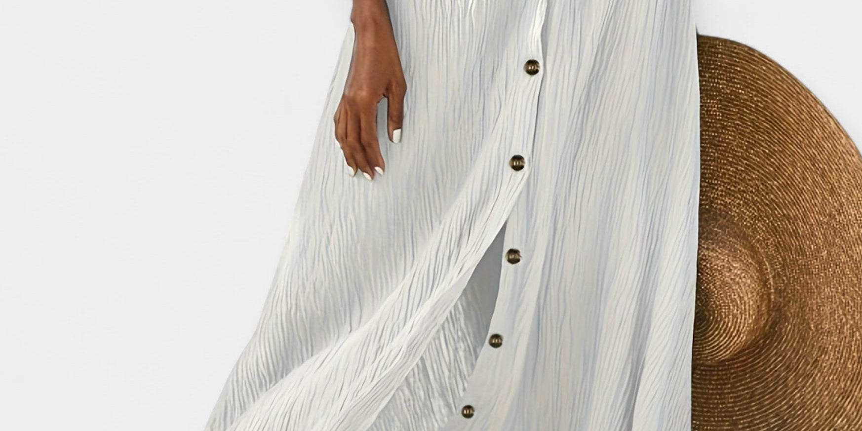 Long Semi-Transparent Skirt with Opening