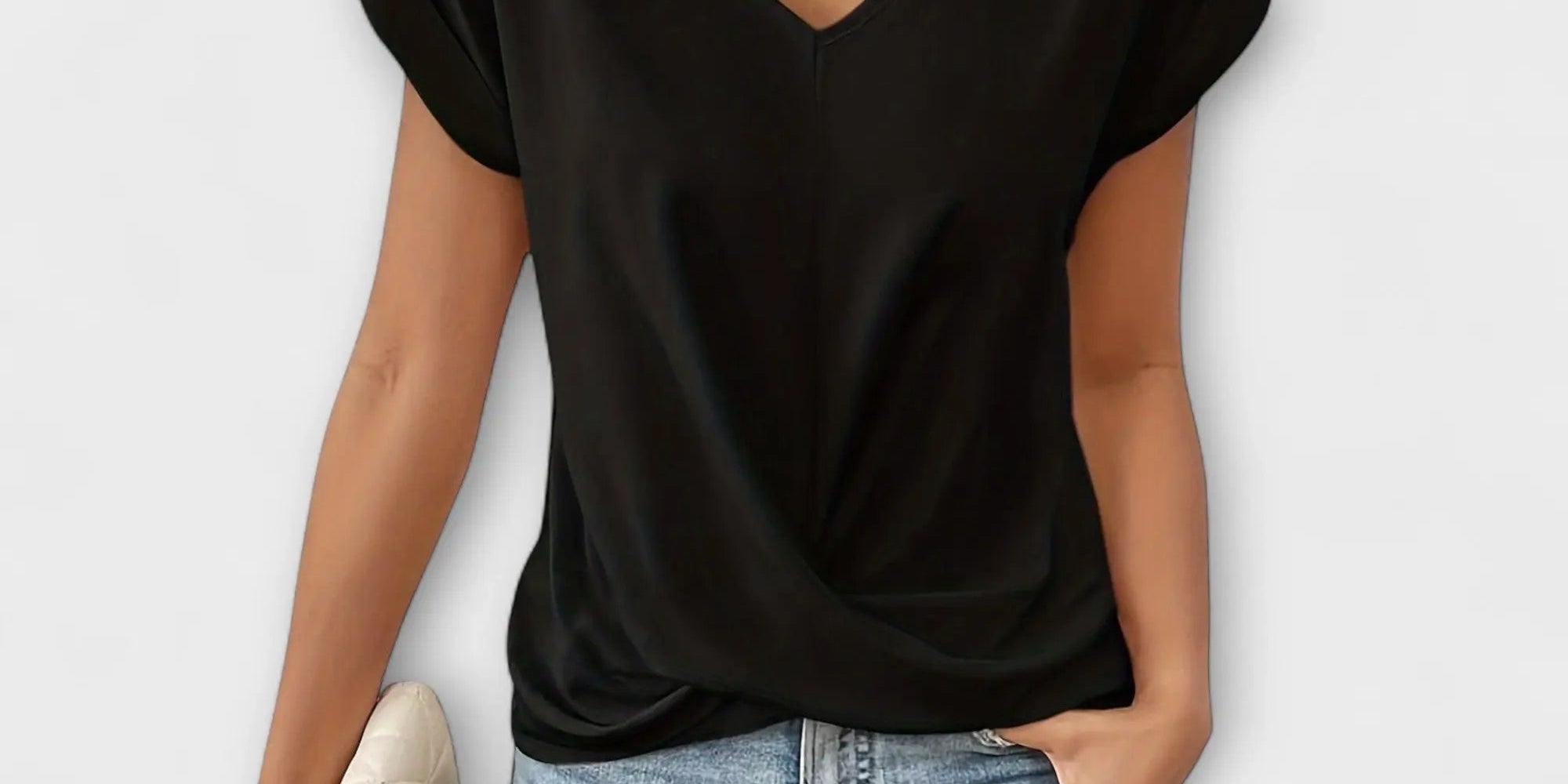 Elena | V-Neck Blouse with Button Detail