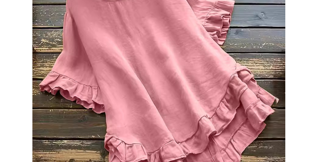 EVITA™ - Simple Plus Size Ruffle Hem Summer Blouse