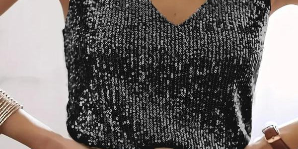 GRACE™ - Glitter Sequin V Neck Tank Top for Summer Nights