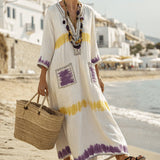 Caftan Dress "Aimée" – Purple & Mimosa