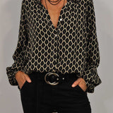 ELVIRA™ - Geometric V-Neck Blouse