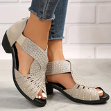Lisbeth | Crystal Leather Sandals