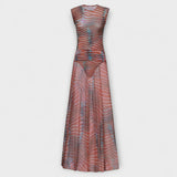 Phoenix – Shimmering Wave Mesh Bodysuit and Skirt Ensemble