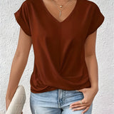 MEIKA™ – Classic Twist Detail V-Neck Top