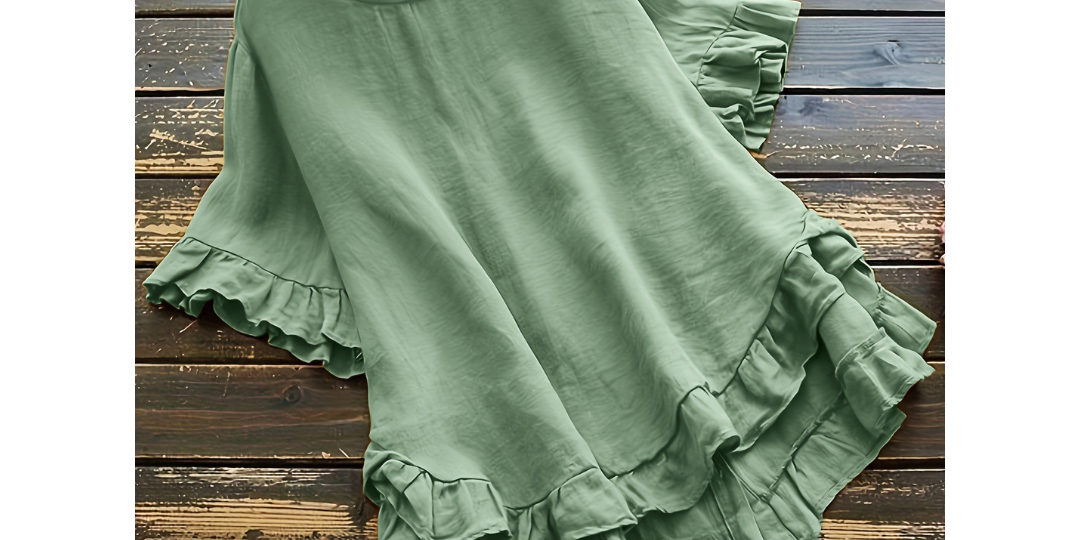 EVITA™ - Simple Plus Size Ruffle Hem Summer Blouse
