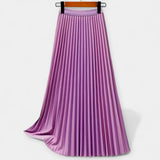 Pleated Satin Maxi Skirt