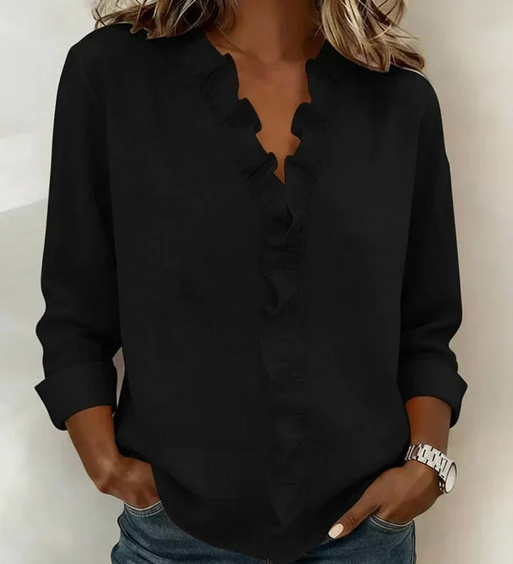 Delilah - Ruffled V-Neck Blouse