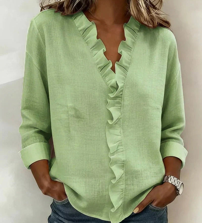 Delilah - Ruffled V-Neck Blouse
