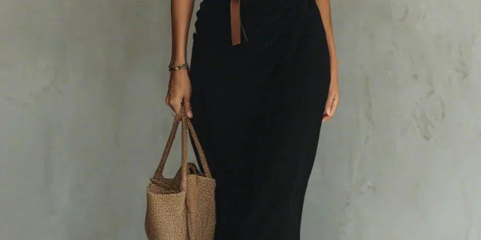 Carmen | Maxi dress with lapel and belt at the waist