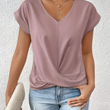 MEIKA™ – Classic Twist Detail V-Neck Top