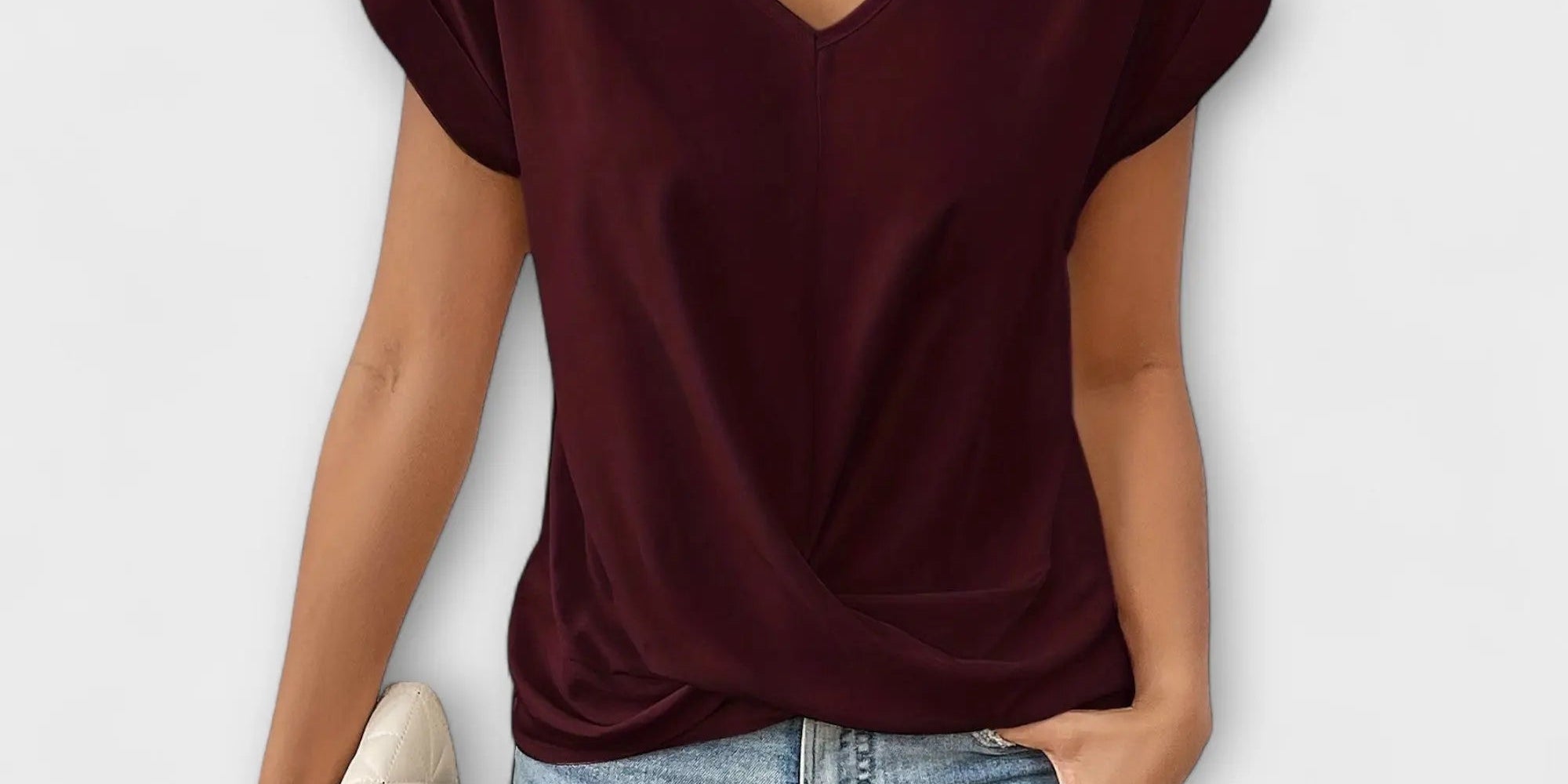 Elena | V-Neck Blouse with Button Detail
