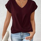 MEIKA™ – Classic Twist Detail V-Neck Top
