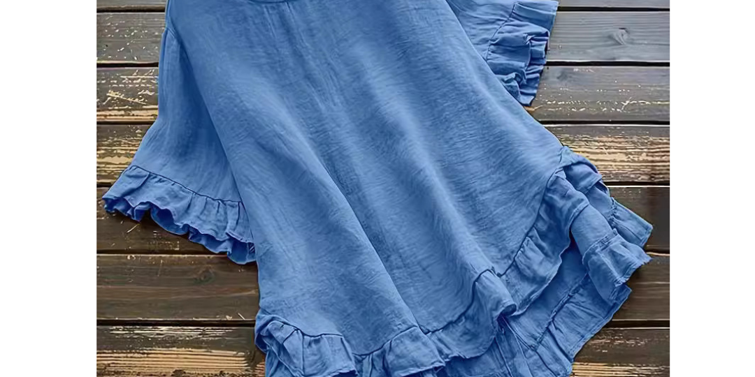EVITA™ - Simple Plus Size Ruffle Hem Summer Blouse