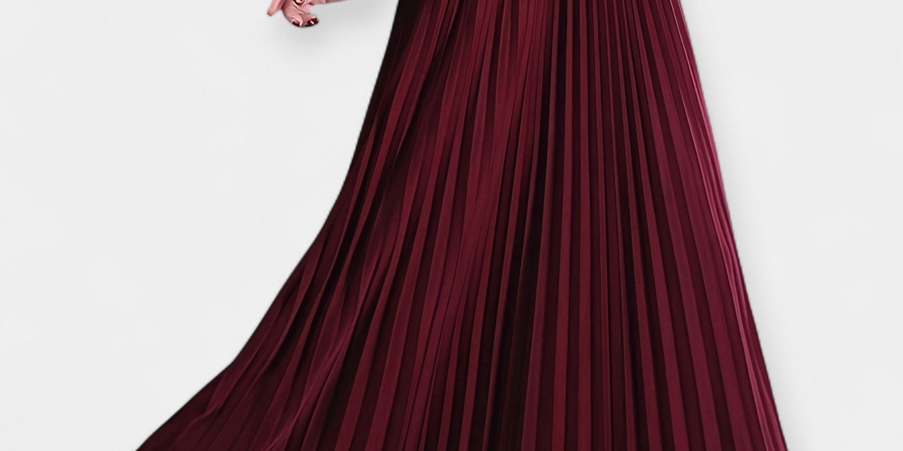 Pleated Satin Maxi Skirt