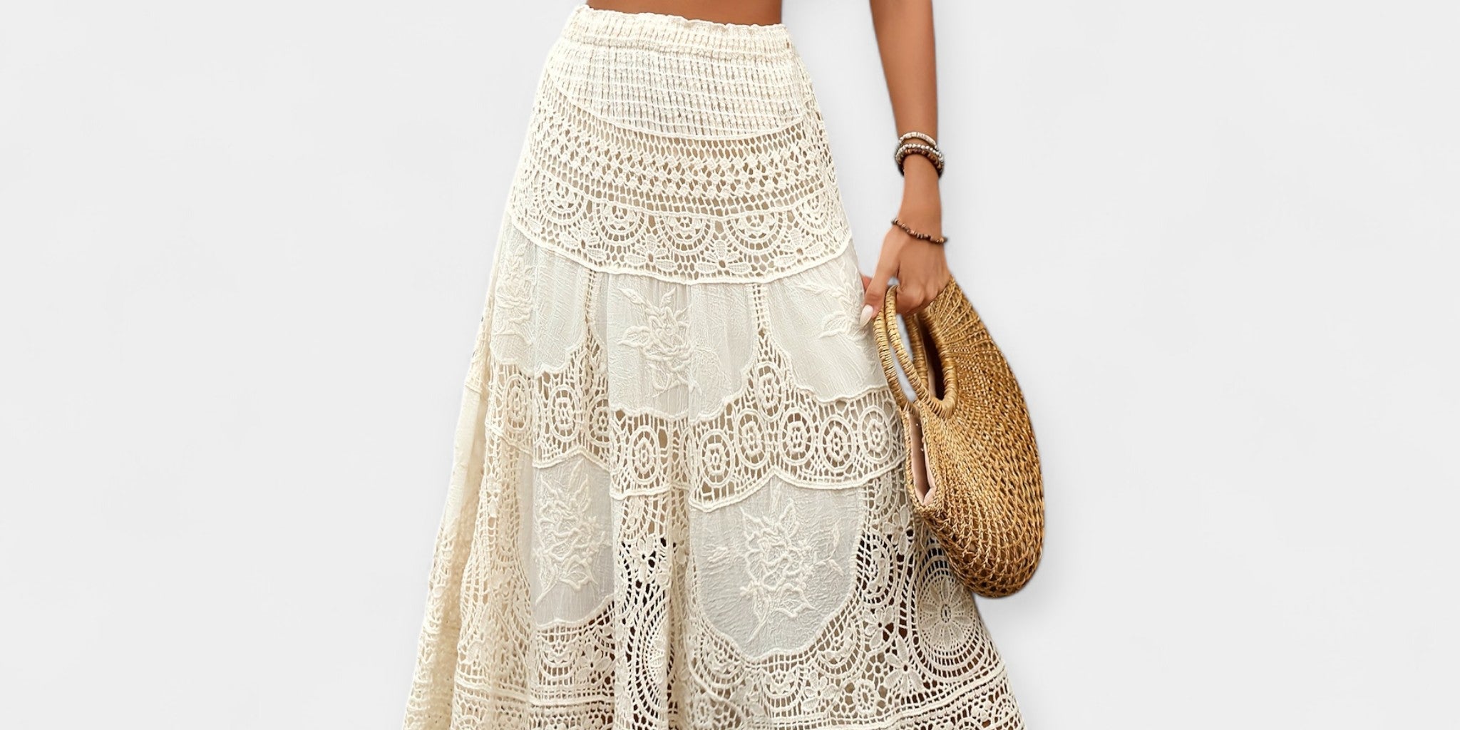 Midi skirt with lace