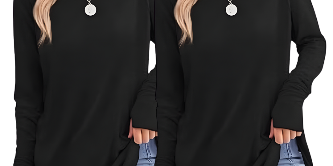 ZARITA™ - Cozy Long Sleeve Tunic Shirt with Thumb Hole