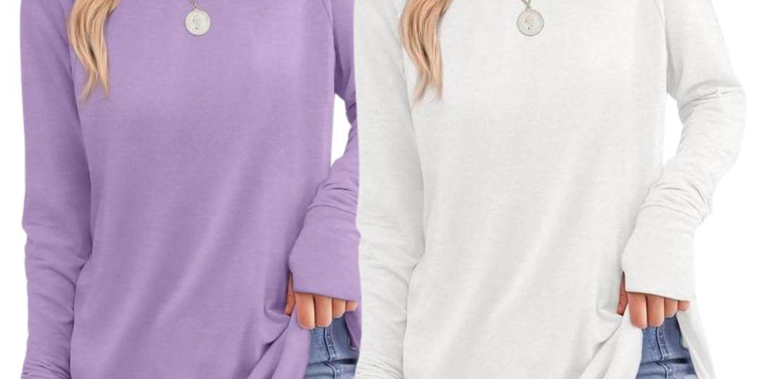 ZARITA™ - Cozy Long Sleeve Tunic Shirt with Thumb Hole
