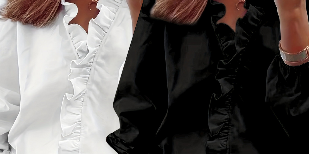 LORELEI™ - Timeless V-Neck Blouse with Ruffles for Casual Elegance
