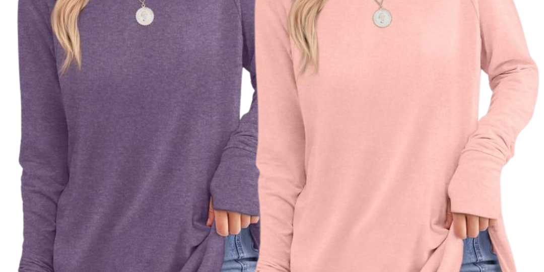 ZARITA™ - Cozy Long Sleeve Tunic Shirt with Thumb Hole