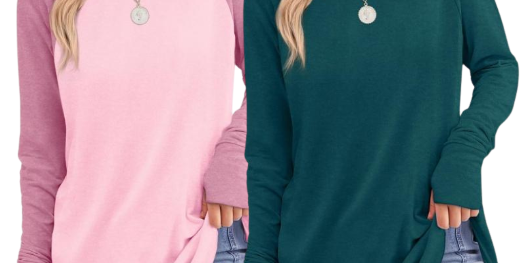ZARITA™ - Cozy Long Sleeve Tunic Shirt with Thumb Hole