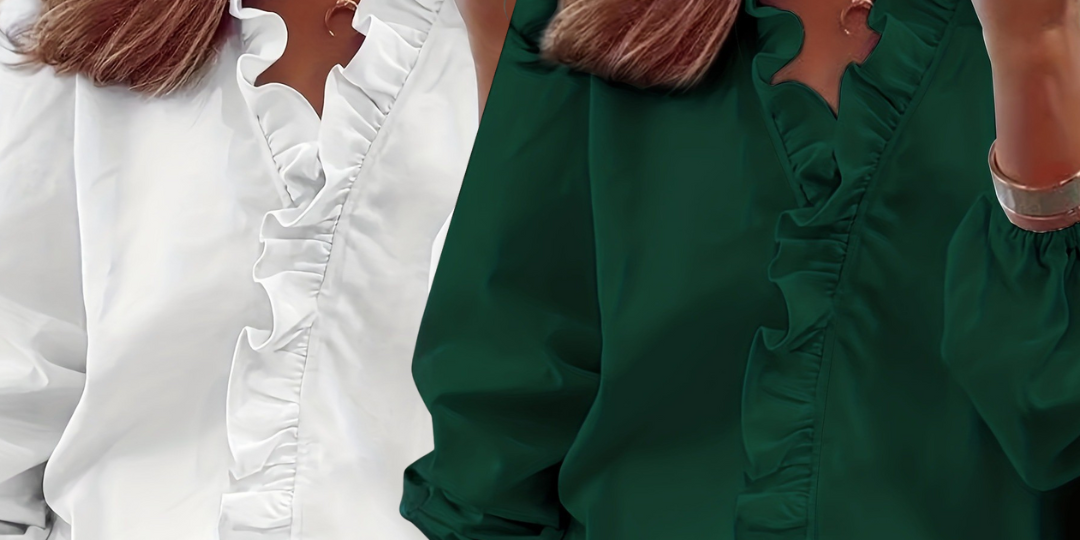LORELEI™ - Timeless V-Neck Blouse with Ruffles for Casual Elegance