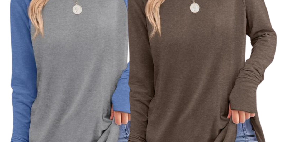 ZARITA™ - Cozy Long Sleeve Tunic Shirt with Thumb Hole
