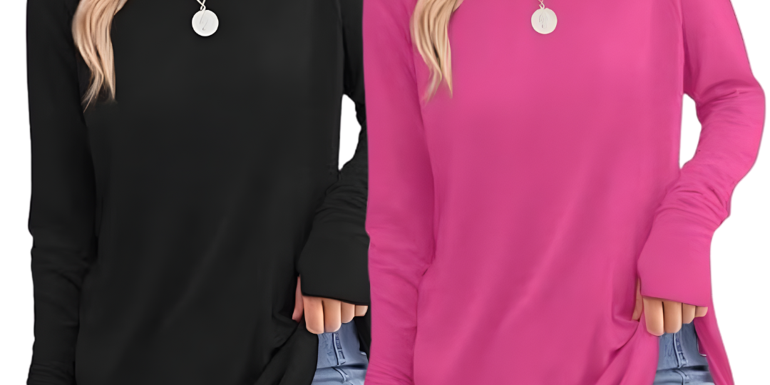 ZARITA™ - Cozy Long Sleeve Tunic Shirt with Thumb Hole
