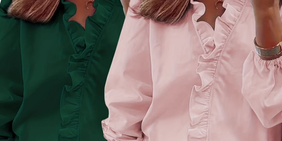 LORELEI™ - Timeless V-Neck Blouse with Ruffles for Casual Elegance