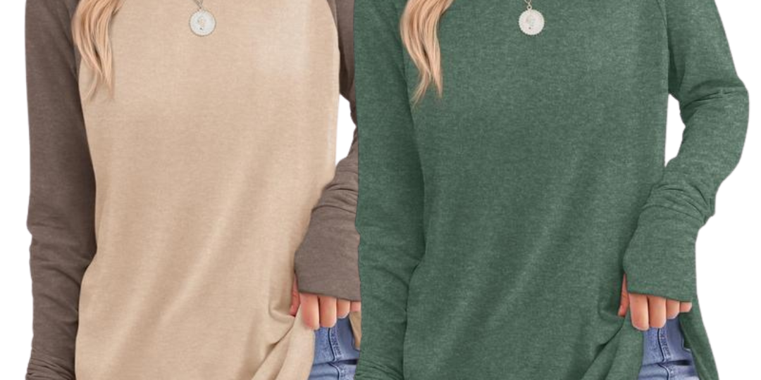 ZARITA™ - Cozy Long Sleeve Tunic Shirt with Thumb Hole