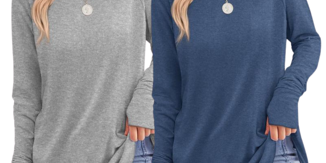 ZARITA™ - Cozy Long Sleeve Tunic Shirt with Thumb Hole