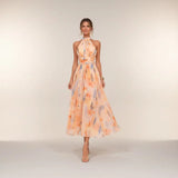 Esther - Halter Dress with Watercolour Print