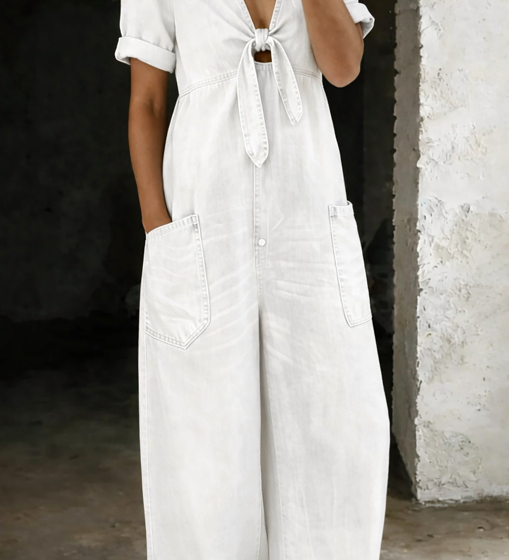 Mamma Mia Short Sleeve Denim Jumpsuit